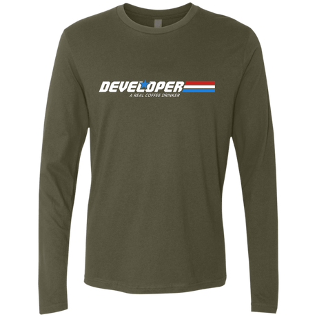 T-Shirts Military Green / Small Developer - A Real Coffee Drinker Men's Premium Long Sleeve