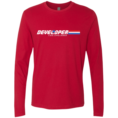 T-Shirts Red / Small Developer - A Real Coffee Drinker Men's Premium Long Sleeve