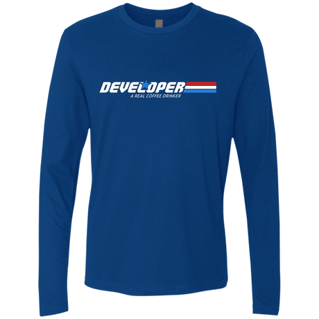 T-Shirts Royal / Small Developer - A Real Coffee Drinker Men's Premium Long Sleeve