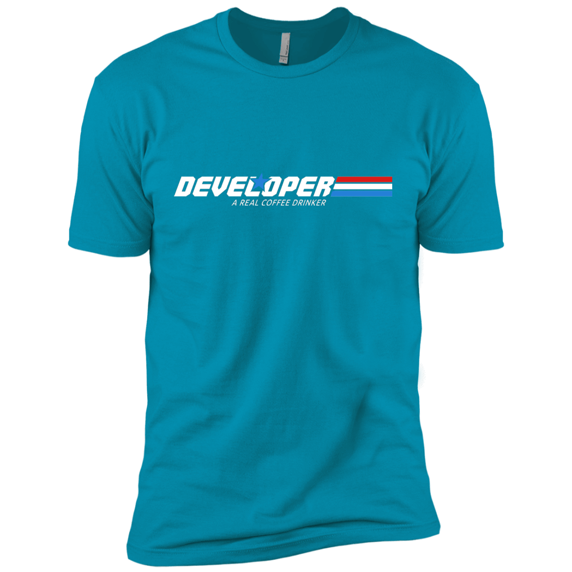 T-Shirts Turquoise / X-Small Developer - A Real Coffee Drinker Men's Premium T-Shirt