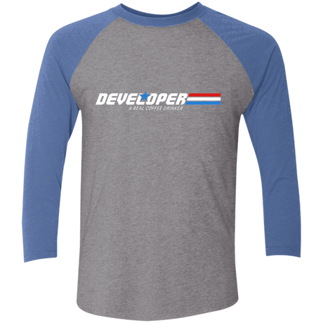 T-Shirts Premium Heather/Vintage Royal / X-Small Developer - A Real Coffee Drinker Men's Triblend 3/4 Sleeve