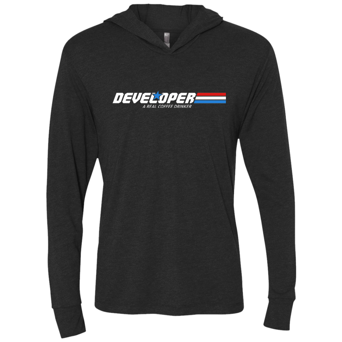 T-Shirts Vintage Black / X-Small Developer - A Real Coffee Drinker Triblend Long Sleeve Hoodie Tee