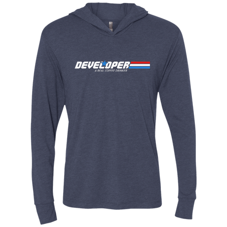T-Shirts Vintage Navy / X-Small Developer - A Real Coffee Drinker Triblend Long Sleeve Hoodie Tee
