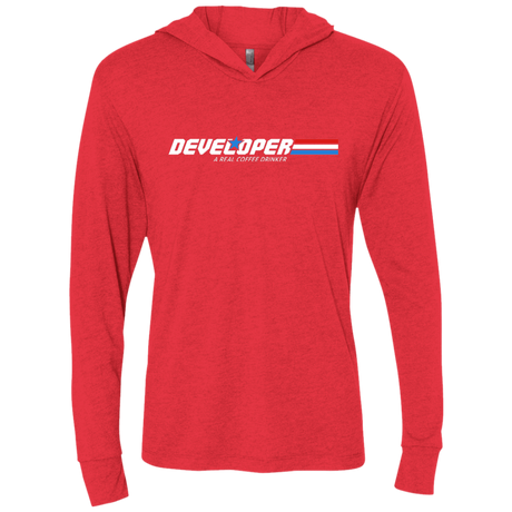T-Shirts Vintage Red / X-Small Developer - A Real Coffee Drinker Triblend Long Sleeve Hoodie Tee