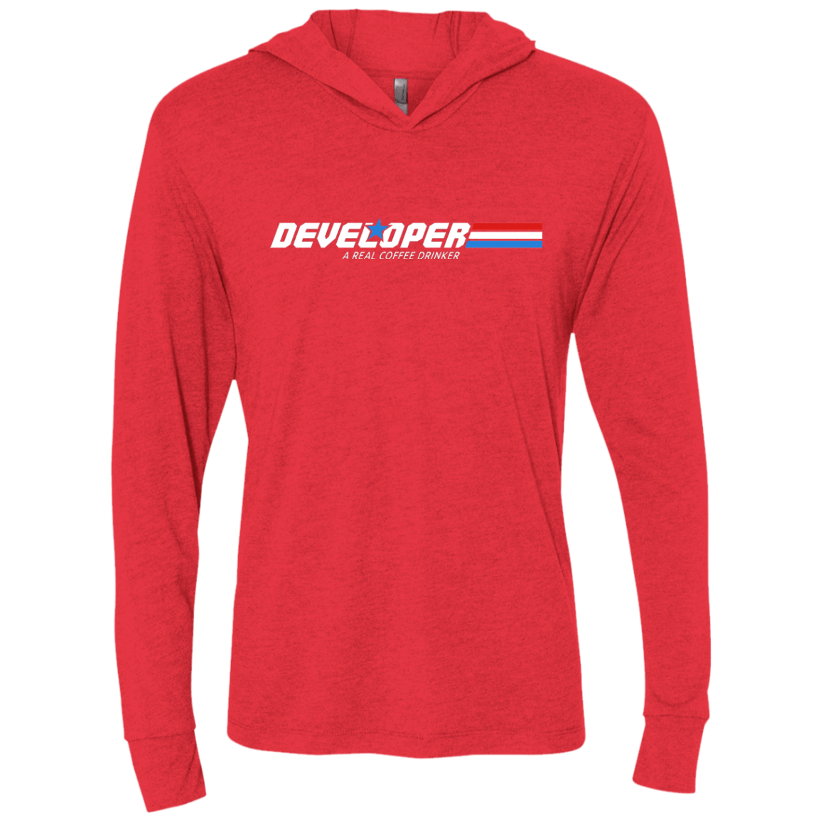 T-Shirts Vintage Red / X-Small Developer - A Real Coffee Drinker Triblend Long Sleeve Hoodie Tee