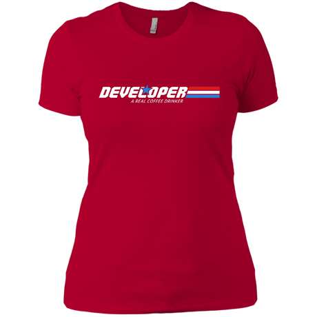 T-Shirts Red / X-Small Developer - A Real Coffee Drinker Women's Premium T-Shirt