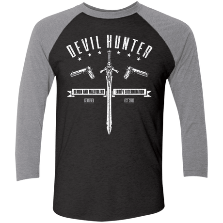 T-Shirts Vintage Black/Premium Heather / X-Small Devil hunter Men's Triblend 3/4 Sleeve