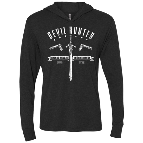 T-Shirts Vintage Black / X-Small Devil hunter Triblend Long Sleeve Hoodie Tee