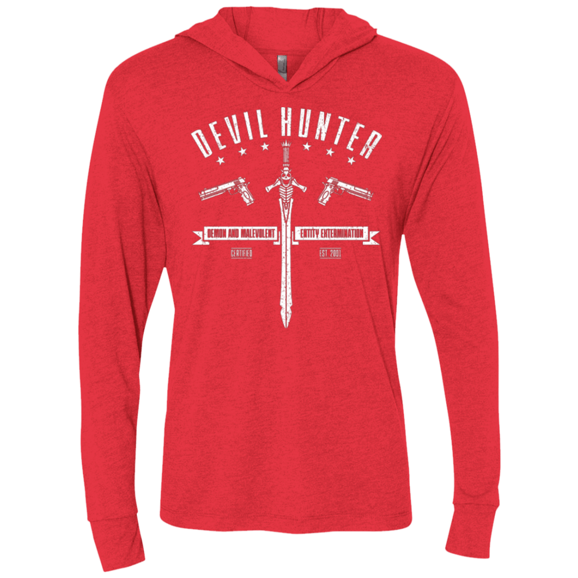 T-Shirts Vintage Red / X-Small Devil hunter Triblend Long Sleeve Hoodie Tee