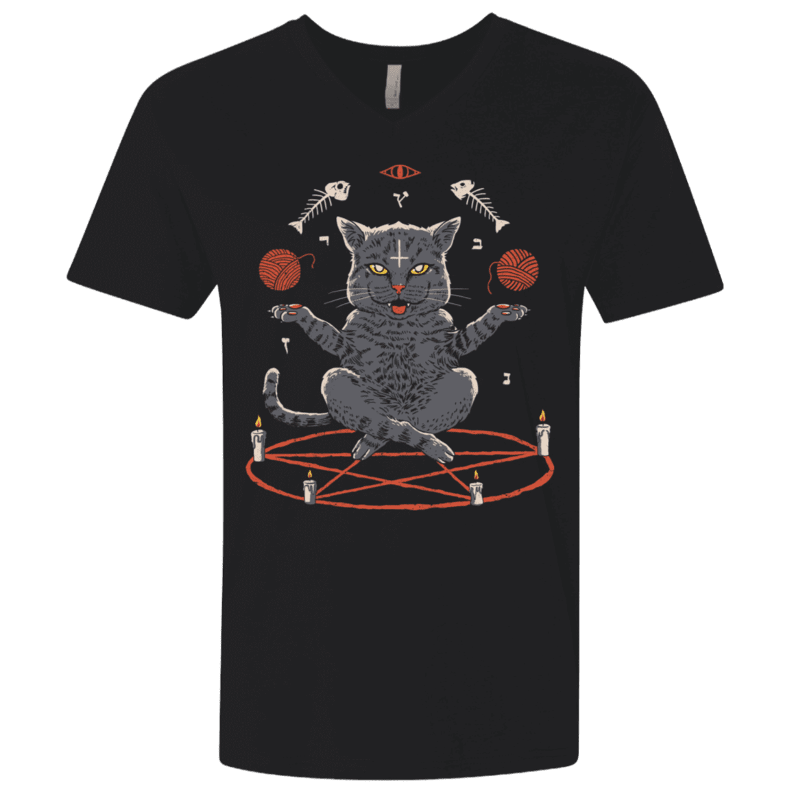 T-Shirts Black / X-Small Devious Cat Men's Premium V-Neck