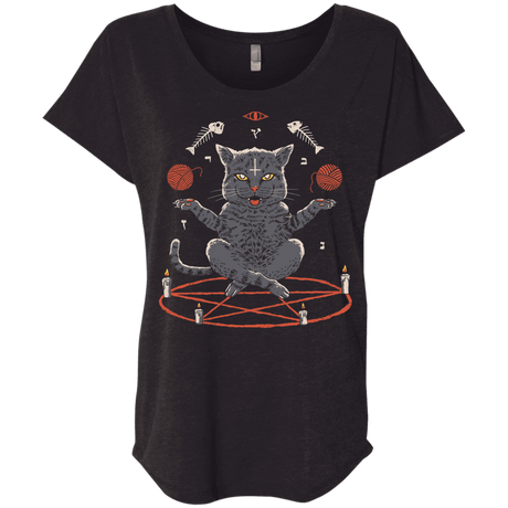 T-Shirts Vintage Black / X-Small Devious Cat Triblend Dolman Sleeve