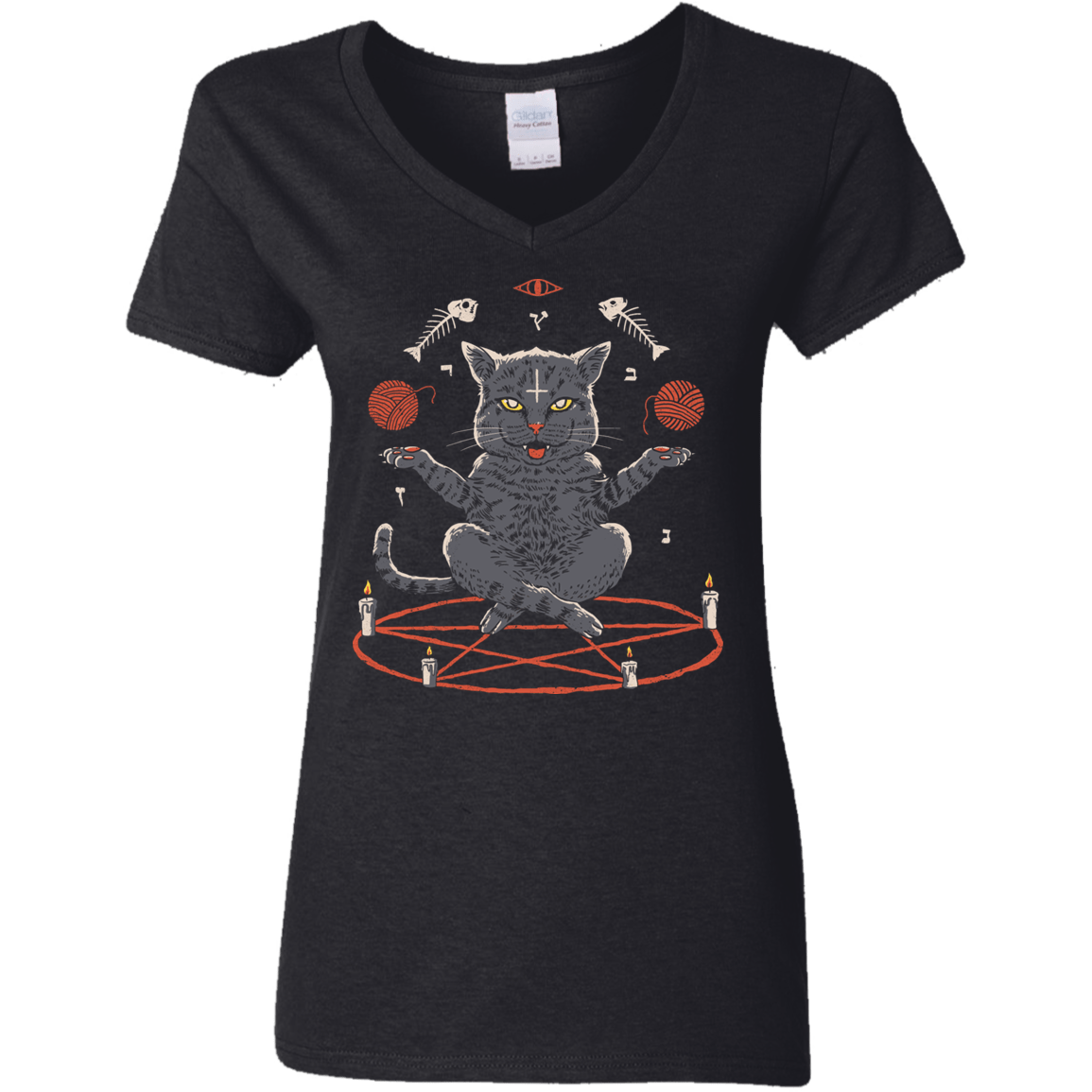 T-Shirts Black / S Devious Cat Women's V-Neck T-Shirt