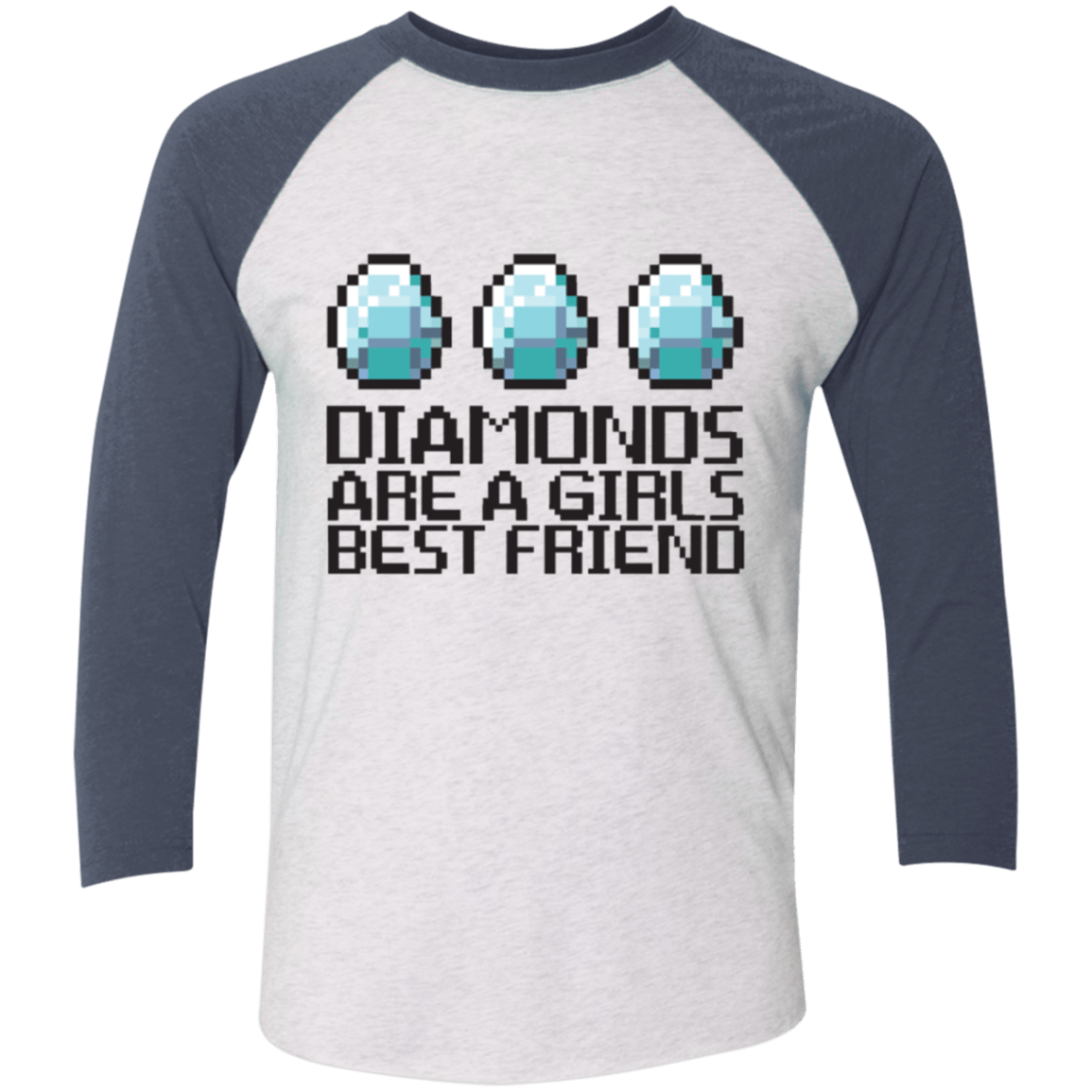 T-Shirts Heather White/Indigo / X-Small Diamonds Are A Girls Best Friend Men's Triblend 3/4 Sleeve