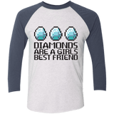 T-Shirts Heather White/Indigo / X-Small Diamonds Are A Girls Best Friend Men's Triblend 3/4 Sleeve