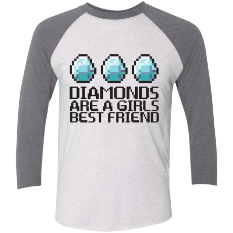 T-Shirts Heather White/Premium Heather / X-Small Diamonds Are A Girls Best Friend Men's Triblend 3/4 Sleeve