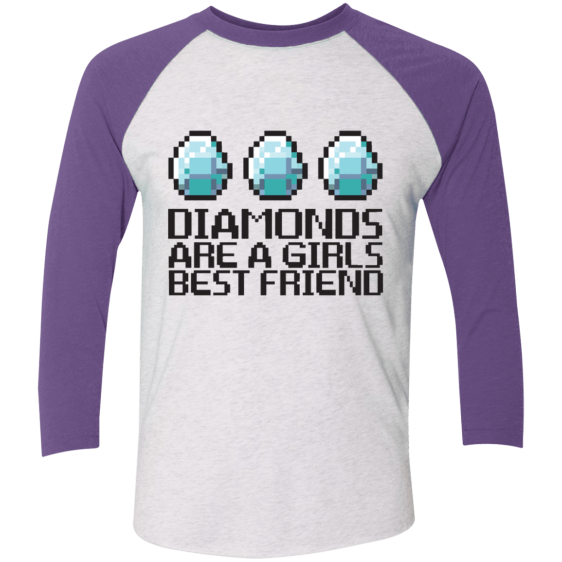 T-Shirts Heather White/Purple Rush / X-Small Diamonds Are A Girls Best Friend Men's Triblend 3/4 Sleeve