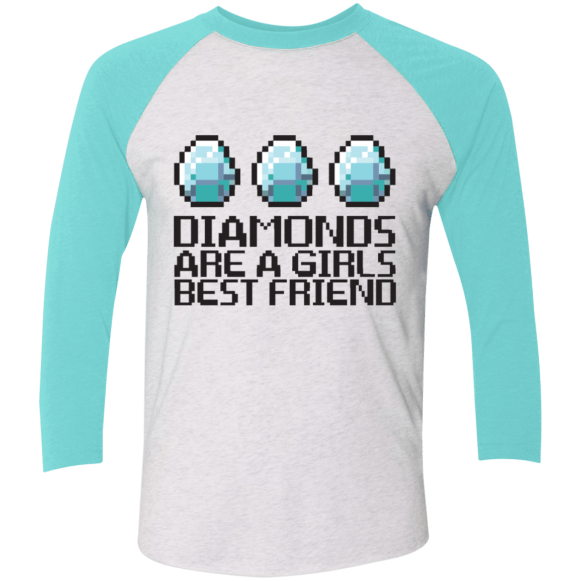 T-Shirts Heather White/Tahiti Blue / X-Small Diamonds Are A Girls Best Friend Men's Triblend 3/4 Sleeve