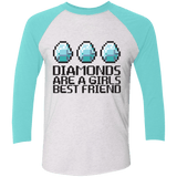 T-Shirts Heather White/Tahiti Blue / X-Small Diamonds Are A Girls Best Friend Men's Triblend 3/4 Sleeve