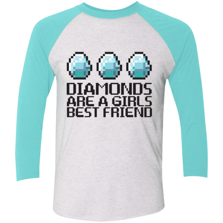 T-Shirts Heather White/Tahiti Blue / X-Small Diamonds Are A Girls Best Friend Men's Triblend 3/4 Sleeve