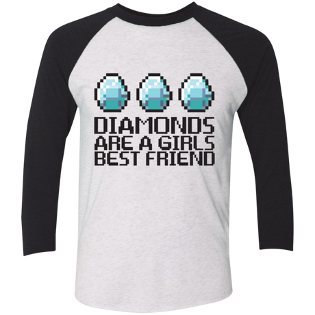 T-Shirts Heather White/Vintage Black / X-Small Diamonds Are A Girls Best Friend Men's Triblend 3/4 Sleeve
