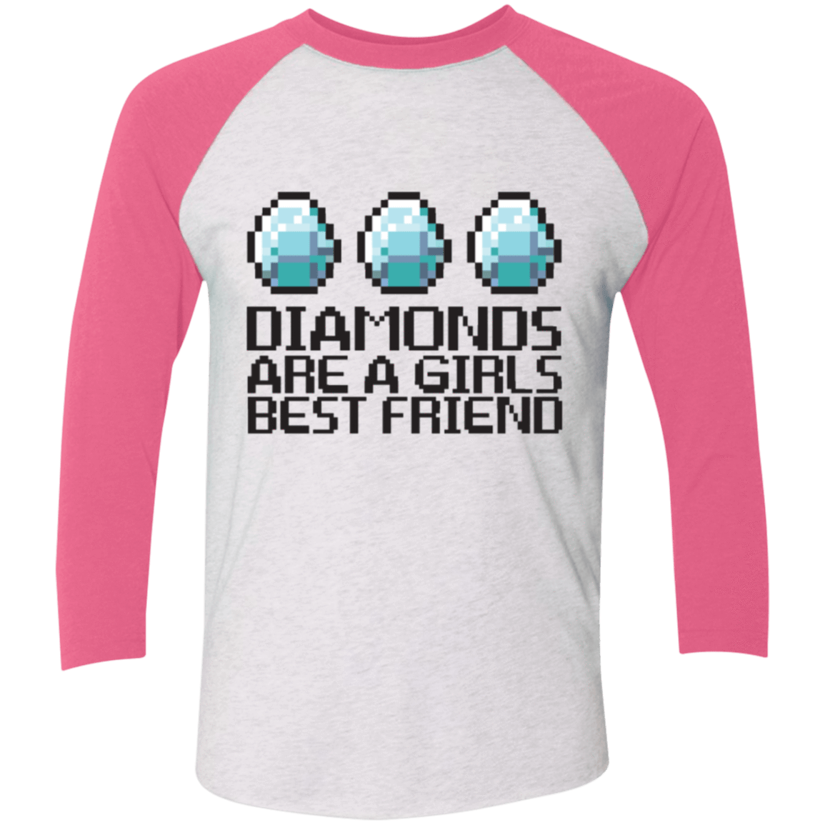 T-Shirts Heather White/Vintage Pink / X-Small Diamonds Are A Girls Best Friend Men's Triblend 3/4 Sleeve