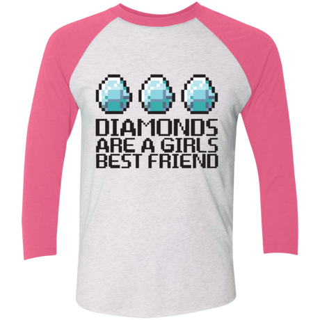 T-Shirts Heather White/Vintage Pink / X-Small Diamonds Are A Girls Best Friend Men's Triblend 3/4 Sleeve