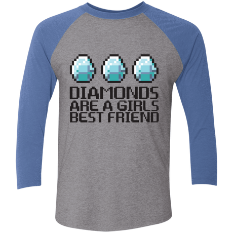 T-Shirts Premium Heather/Vintage Royal / X-Small Diamonds Are A Girls Best Friend Men's Triblend 3/4 Sleeve