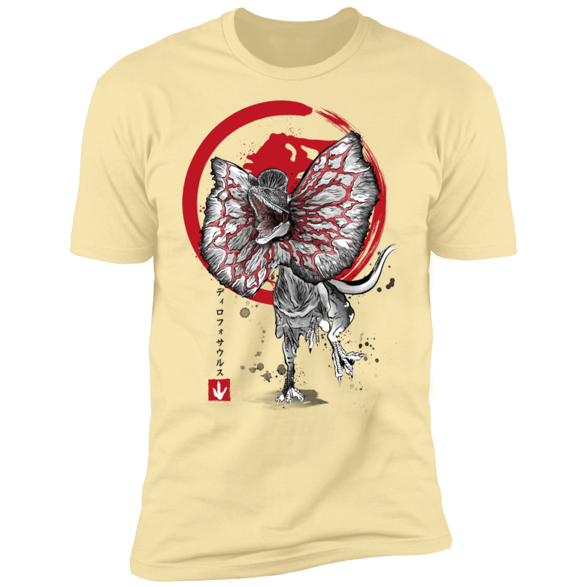 T-Shirts Banana Cream / S Dilophosaurus sumi-e Men's Premium T-Shirt