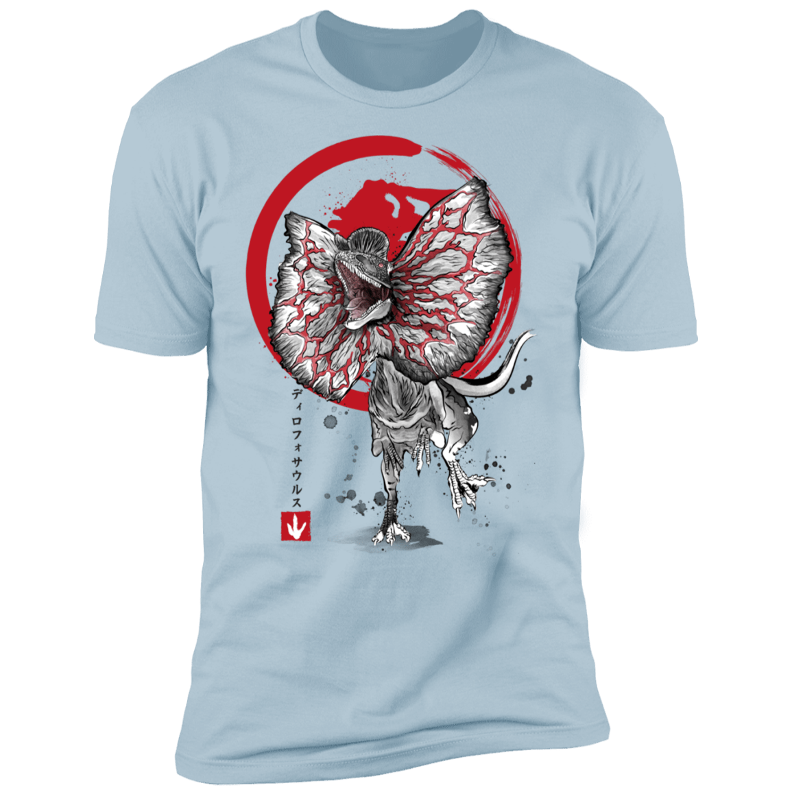 T-Shirts Light Blue / S Dilophosaurus sumi-e Men's Premium T-Shirt