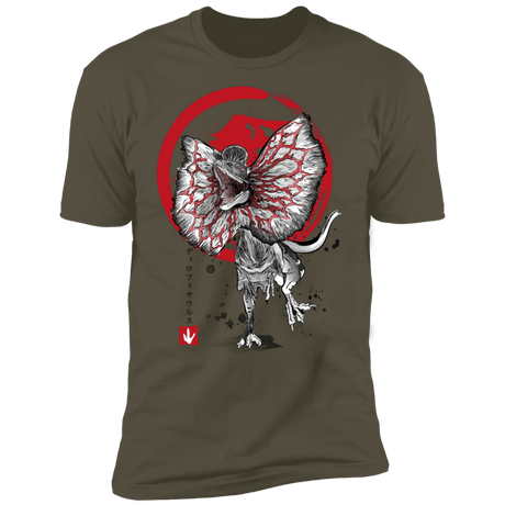 T-Shirts Military Green / S Dilophosaurus sumi-e Men's Premium T-Shirt