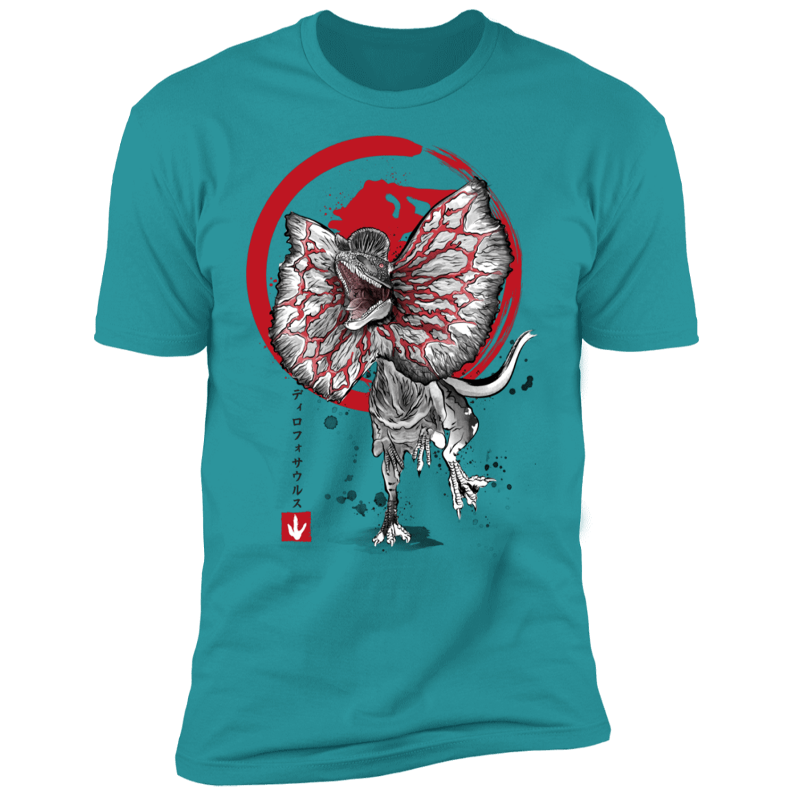 T-Shirts Tahiti Blue / S Dilophosaurus sumi-e Men's Premium T-Shirt