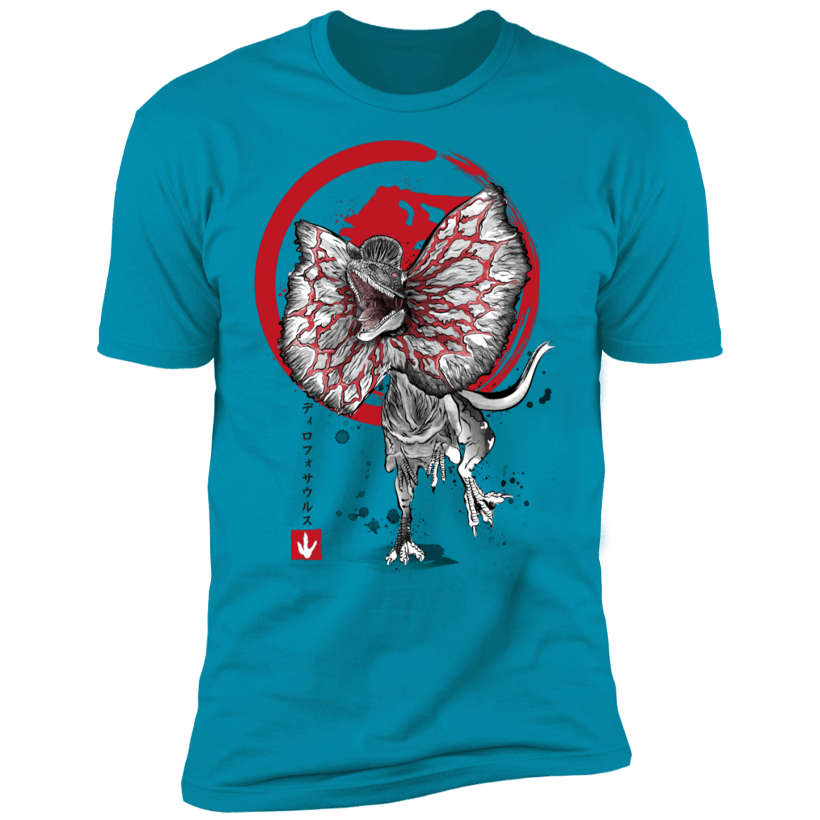 T-Shirts Turquoise / S Dilophosaurus sumi-e Men's Premium T-Shirt