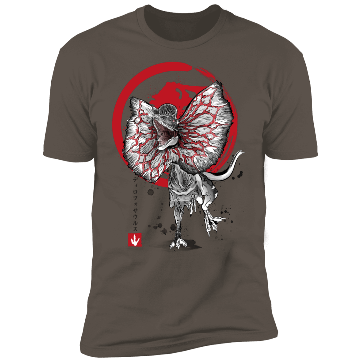 T-Shirts Warm Grey / S Dilophosaurus sumi-e Men's Premium T-Shirt