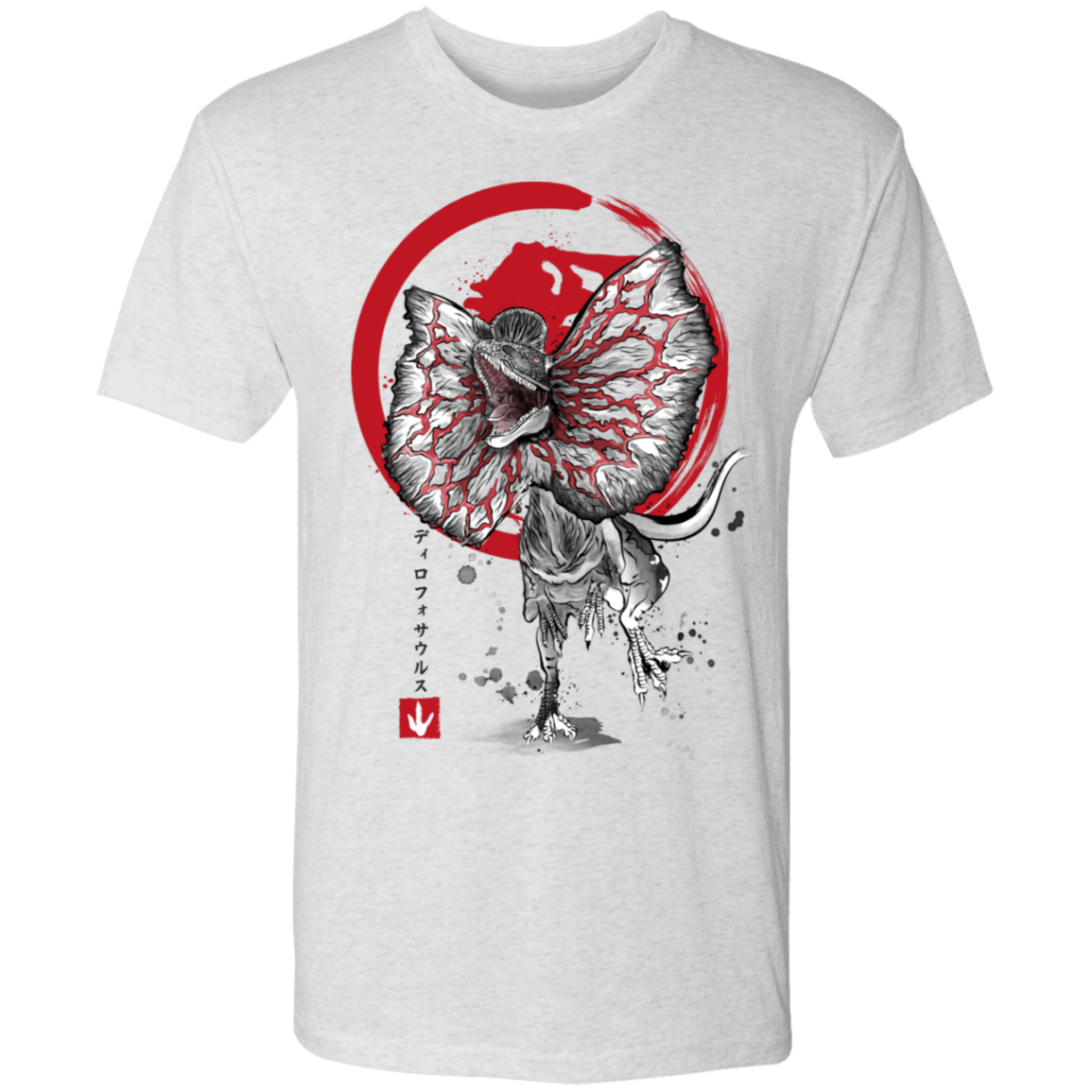 T-Shirts Heather White / S Dilophosaurus sumi-e Men's Triblend T-Shirt