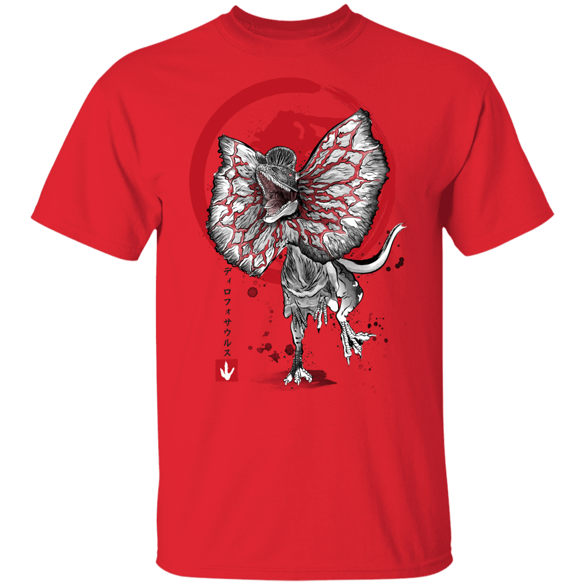 T-Shirts Red / YXS Dilophosaurus sumi-e Youth T-Shirt