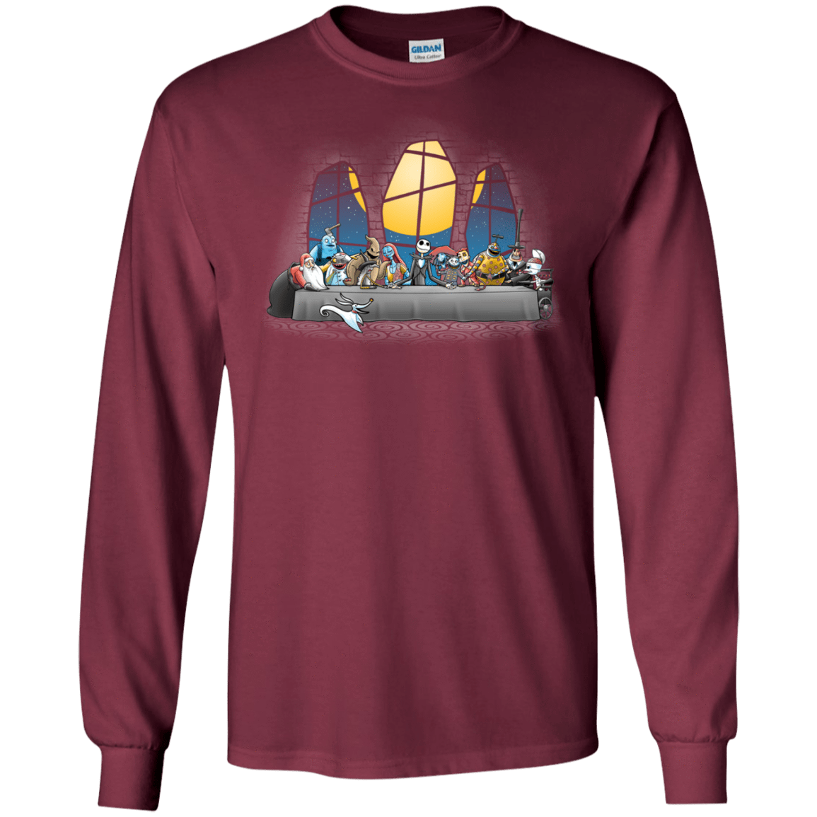 T-Shirts Maroon / S Dinner Before Christmas Men's Long Sleeve T-Shirt