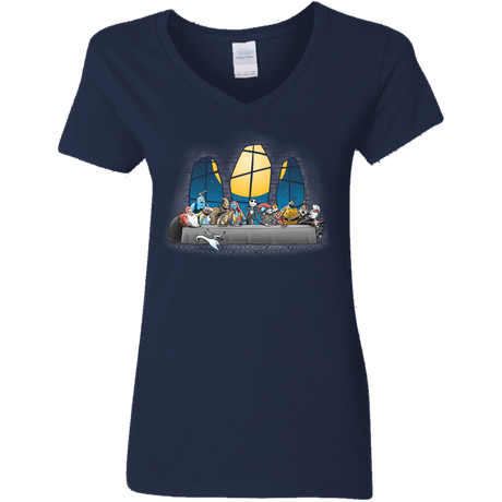 T-Shirts Navy / S Dinner Before Christmas Women's V-Neck T-Shirt