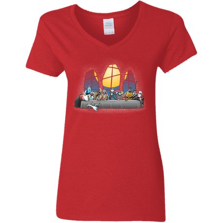 T-Shirts Red / S Dinner Before Christmas Women's V-Neck T-Shirt