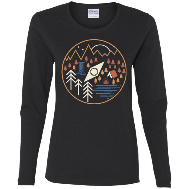 T-Shirts Black / S Discover Camping Women's Long Sleeve T-Shirt