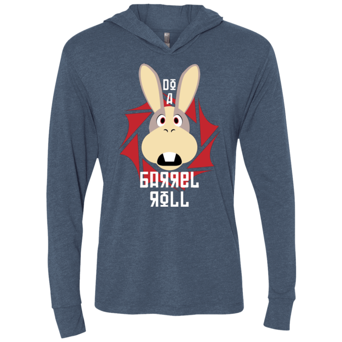 T-Shirts Indigo / X-Small Do A Barrel Roll Triblend Long Sleeve Hoodie Tee