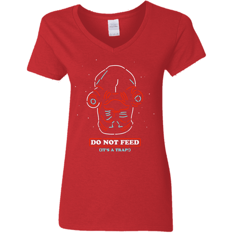 T-Shirts Red / S Do Not Feed Women's V-Neck T-Shirt