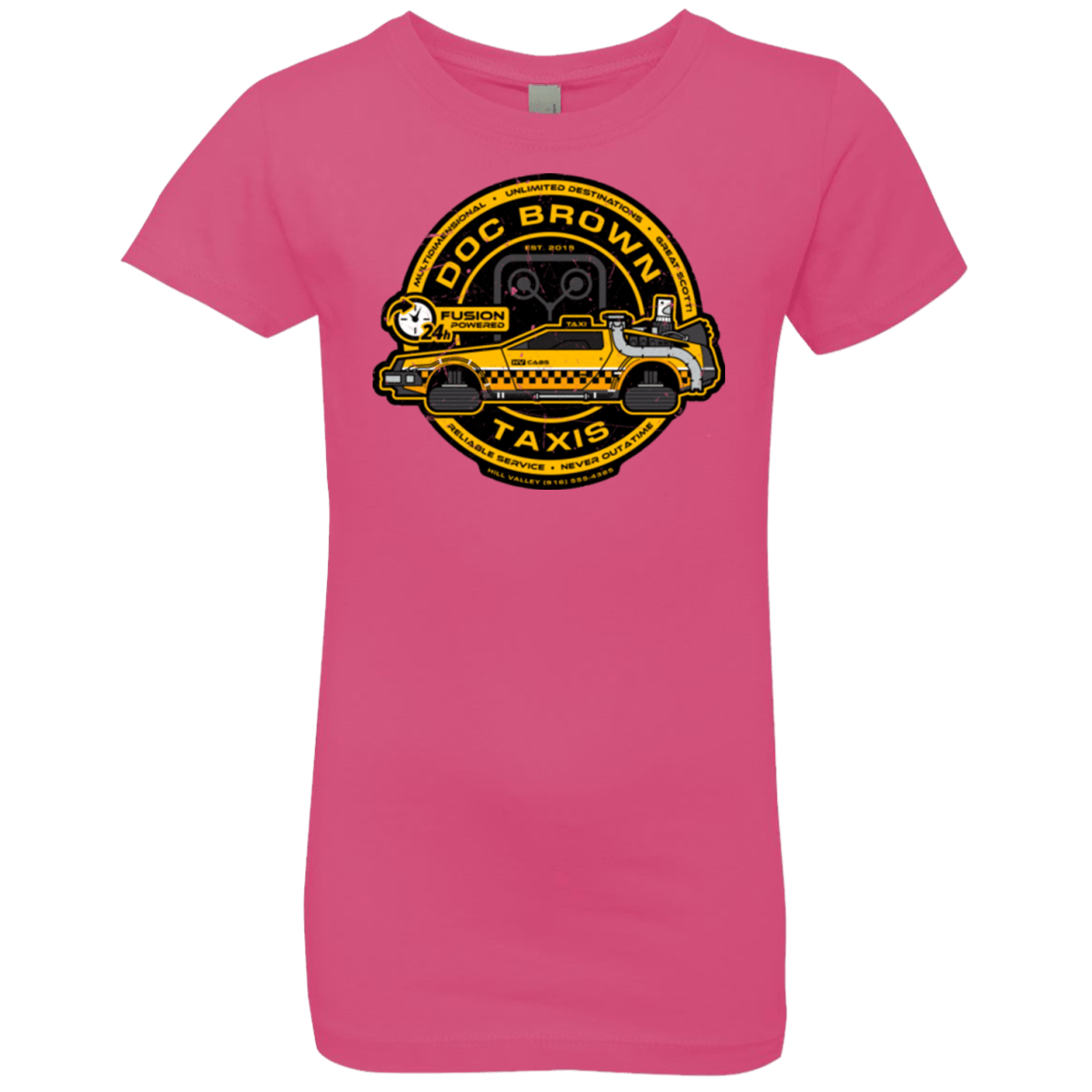 T-Shirts Hot Pink / YXS Doc Brown Taxis Girls Premium T-Shirt