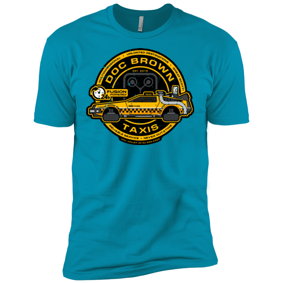 T-Shirts Turquoise / X-Small Doc Brown Taxis Men's Premium T-Shirt