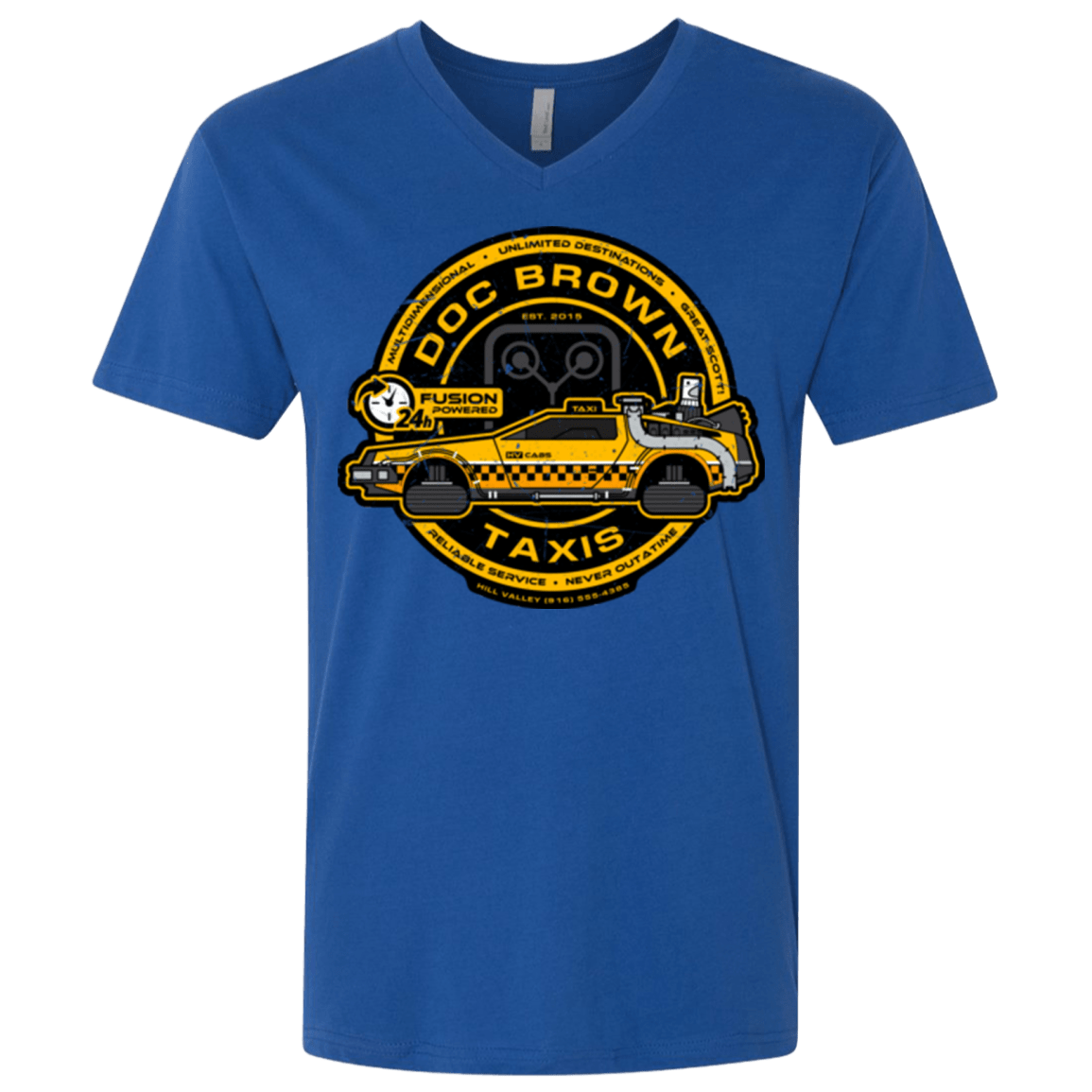 T-Shirts Royal / X-Small Doc Brown Taxis Men's Premium V-Neck