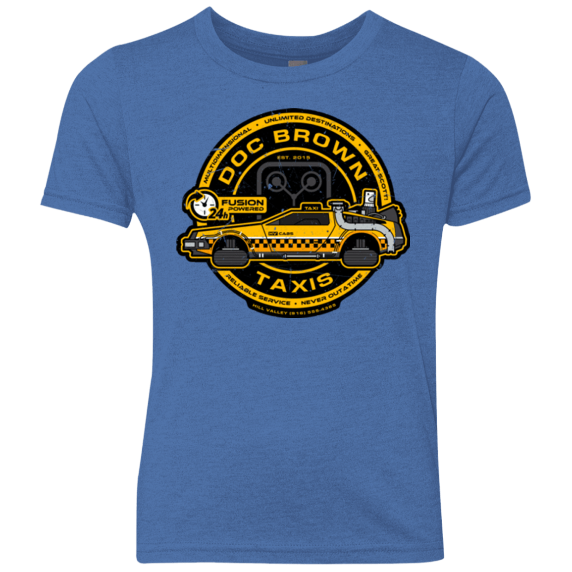 T-Shirts Vintage Royal / YXS Doc Brown Taxis Youth Triblend T-Shirt