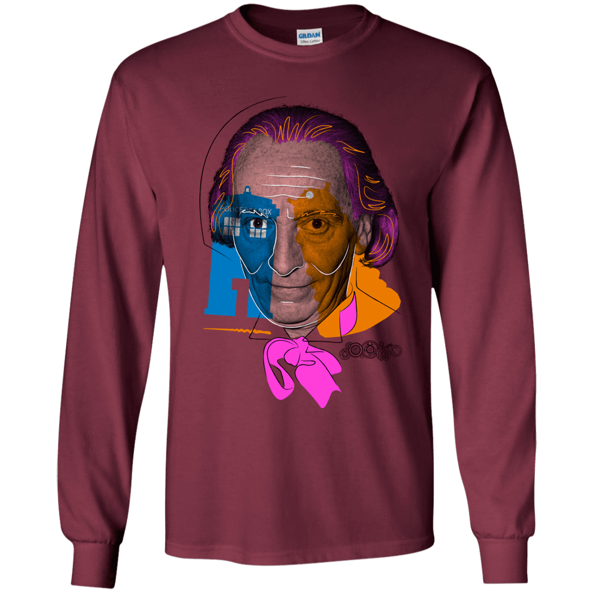 T-Shirts Maroon / YS Doctor Warwhol 1 Youth Long Sleeve T-Shirt