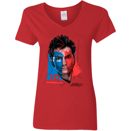 T-Shirts Red / S Doctor Warwhol 10 Women's V-Neck T-Shirt