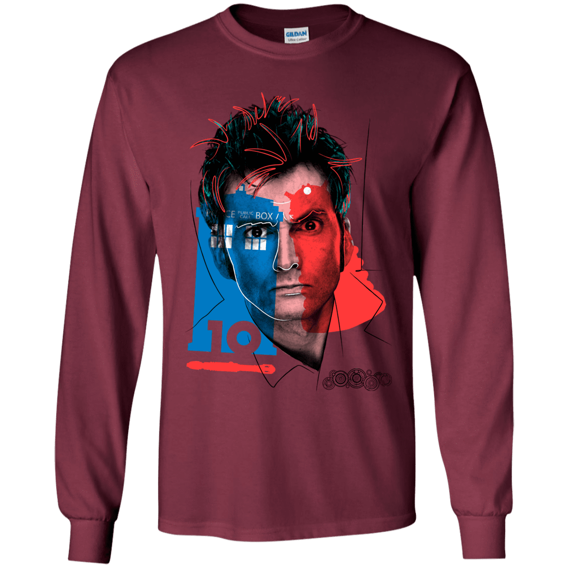 T-Shirts Maroon / YS Doctor Warwhol 10 Youth Long Sleeve T-Shirt