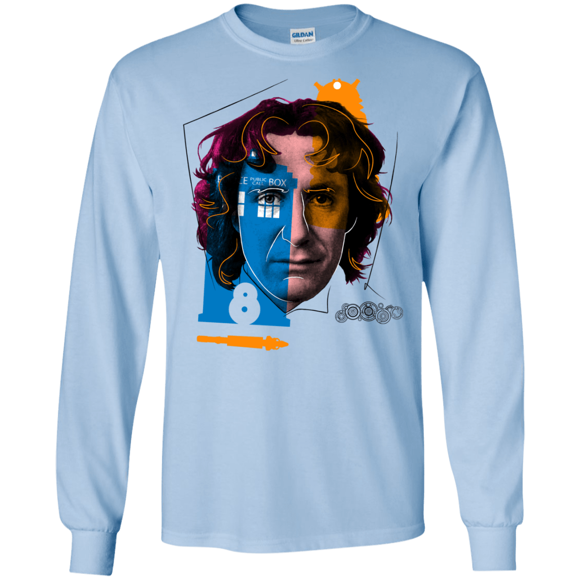 T-Shirts Light Blue / S Doctor Warwhol 8 Men's Long Sleeve T-Shirt