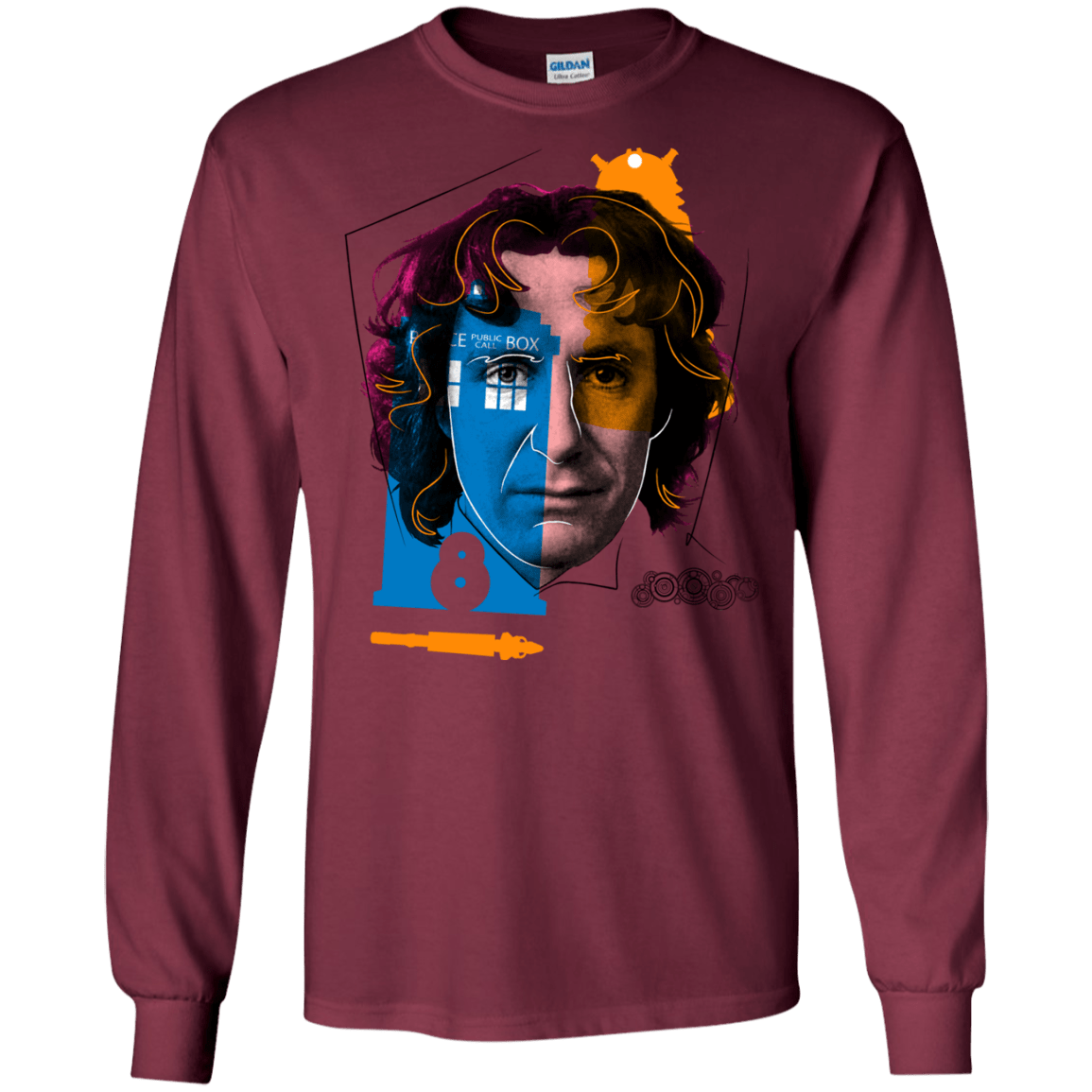 T-Shirts Maroon / S Doctor Warwhol 8 Men's Long Sleeve T-Shirt